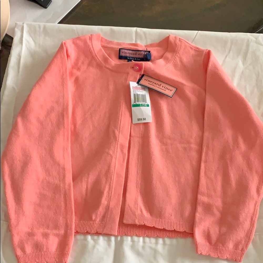 Vineyard vines size 14 NWT. Cardigan. Peach color